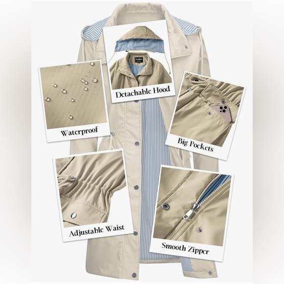 YABEDA Women’s Lightweight Rain Jacket - Picture 2 of 6